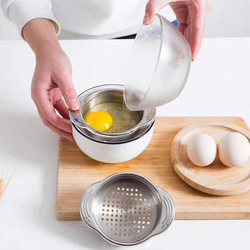 Stainless Steel Food Strainer Sieve Tuna Press Lid Oil Drainer Remover, Unique No-Mess Design