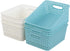 6-pack Plastic Weave Storage Basket, Small Basket, 10" x 7.48" x 4.13" in Blue and White