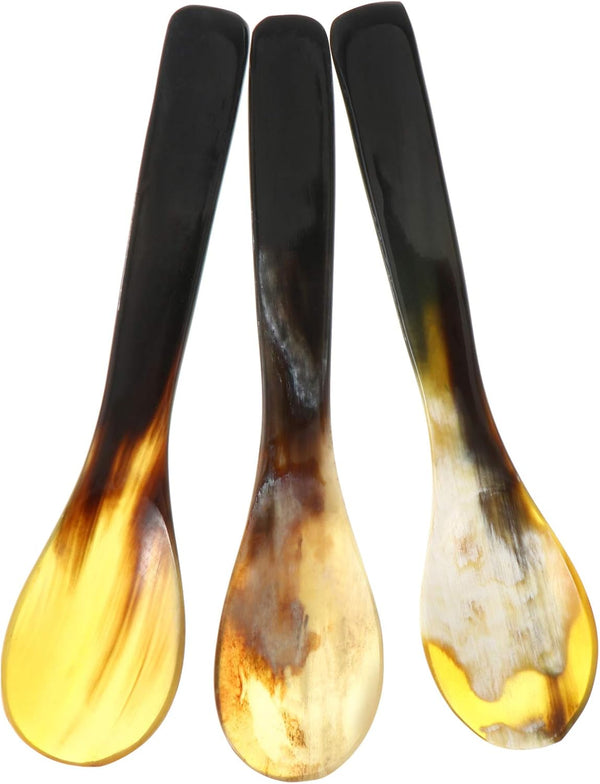 Hemoton 3 Pcs Caviar Mother of Pearl Teaspoons, Ox Horn Serving Spoons for Caviar and Dessert