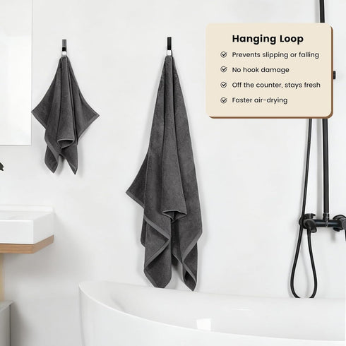 4 Set 100% 55 27 Inch, SEMAXE Piece Grey Bath Towel for Bathroom, Cotton Bath Towels with Hanging Loop, x Soft