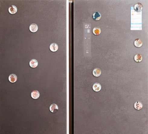 24Pcs 1.2in Round Crystal Glass Refrigerator Magnets, Cute Line Drawing Flower Magnets for Fridge and Locker