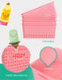 WYT 6-Pack Plastic Small Shelf Storage Weave Baskets, Organizing for Cabinets and Pantries, Pink