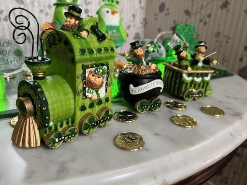 3 Set Fun Express Leprechaun Blarney Express Tabletop Train - St. Patrick's Day Home Decor - Piece - Green