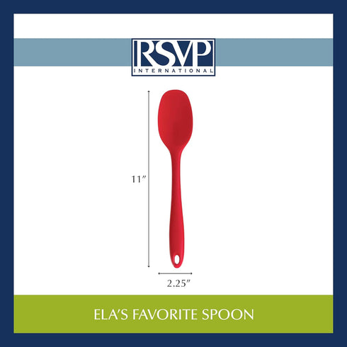 RSVP International Ela's Favorite Silicone Spatula Spoon - Turquoise, 11" | BPA-Free, Dishwasher Safe