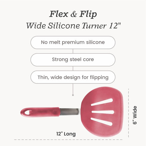 Starpack 'Flex & Flip' Silicone Turner Spatula (Wide) - High Heat Resistant for Cooking, LFGB Grade Non Stick