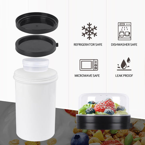 GPREESUS 2 Pack Lids,21 25oz Overnight Oats Containers with & On the Go Yogurt Parfait Cup,Overnight Oats Jars,Reusable