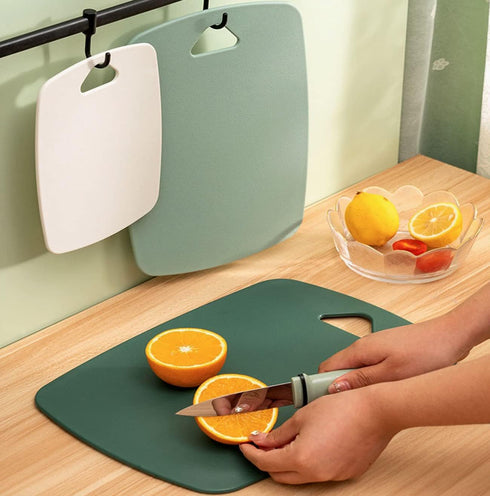 Plastic Cutting Board Set of 3, Thick Chopping Boards for Kitchen, Easy Grip Handle, Dishwasher Safe, Green