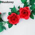Musdoney 4Pcs 32.2 FT Fake Rose Vine Flowers, Artificial Flower Garland for Home, Wedding, Party Decor (Red)