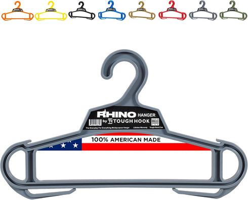 Rhino Tough Hook Heavy Duty Clothes Hangers - USA-Made Military Grade Coat Hanger for Body Armor & Jacket, 200-lb