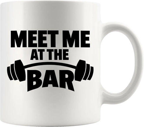 Panvola Meet Me At The Bar Weightlifting Gift Mug, Funny Ceramic Gym Coach Mug for Dad, Husband, or Brother