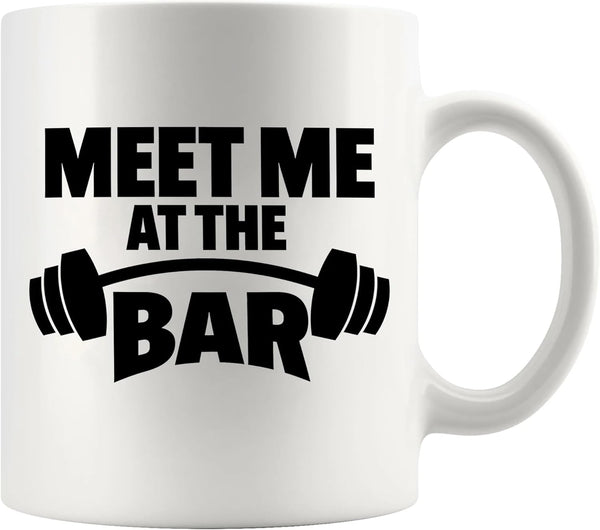 Panvola Meet Me At The Bar Weightlifting Gift Mug, Funny Ceramic Gym Coach Mug for Dad, Husband, or Brother