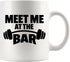 Panvola Meet Me At The Bar Weightlifting Gift Mug, Funny Ceramic Gym Coach Mug for Dad, Husband, or Brother