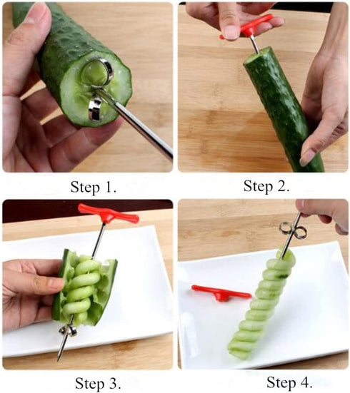 Fruits & Vegetables Spiral Twist Knife, Stainless Steel Ideal for Healthy Snacks and Parties