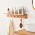 Wall Mounted Coat Rack Shelf, Oak Wood Entryway Shelf with 5 Hooks, Floating Shelf for Bedroom, Living Room