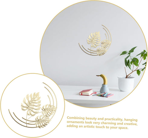 FUNOMOCYA Leaf Wall Hanging, Tropical Leaves Sculpture, Golden Palm Leaves Metal Wall Art Home Décor.