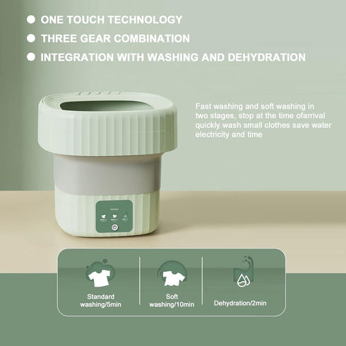 Portable Washing Machine - Foldable Mini Washer with Spin Dryer for Underwear, Baby Clothes, Small Items, Travel