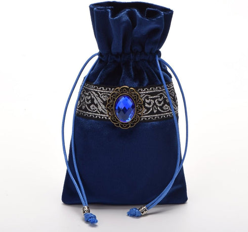 BLESSUME Square Velvet Altar Tarot Table Cloth and Pouch, Dark Blue