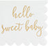 50 Pack White Scalloped Napkins 5x5 Inch with Gold Foil Hello Sweet Baby - Gender Neutral Baby Shower Table Decor for