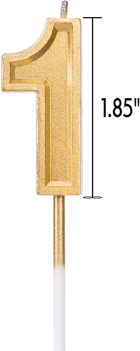 Luter Gold Glitter Happy Birthday Cake Candles, Number 1 Birthday Candle Cake Topper Decoration for Party Kids Adults