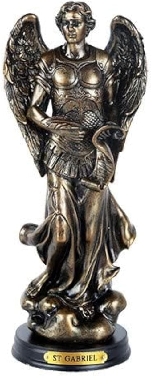 Pacific Giftware St. Gabriel Archangel Messenger Figurine, 8 Inch Tall with Wooden Base and Brass Name Plate