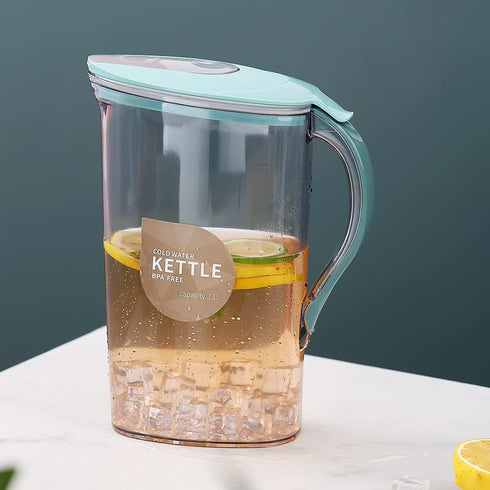 Berglander 71 OZ Fridge Door Water Pitcher with Lid, Clear PET Water Jug for Making Tea, Juice, and Cold Drinks