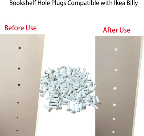 spansee 120 PCS White Caps Compatible with IKEA Billy Bookcase, Bookcase Hole Covers, Bookshelf Hole Plugs Compatible