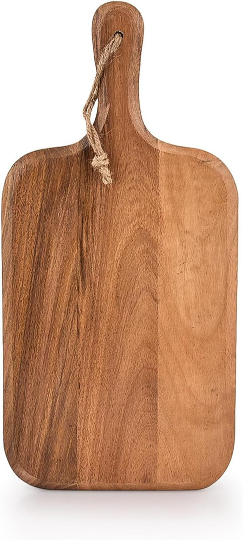 Samhita Acacia Wood Cutting Board, 15" x 7", for Meat, Cheese, Bread, Vegetables & Fruits, with Grip Handle