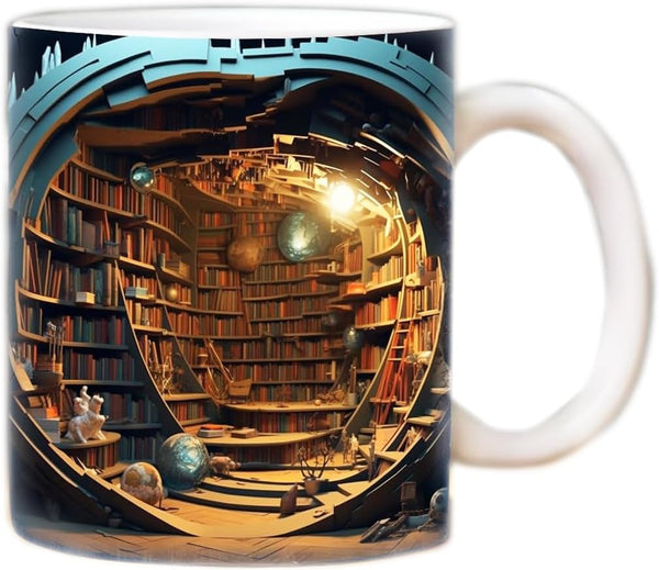SavgU Library Bookshelf Mug,3D Book Mug 11oz Ceramic Coffee Mug,- Gifts for Book