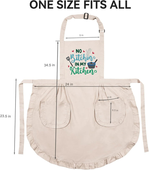 Fairy's Gift Funny Cooking Aprons for Women - Embroidered Cute Kitchen Apron for Baking, Gifts for Mom, Chef