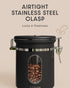 Veken Coffee Canister with Window, Airtight Stainless Steel Kitchen Food Storage Container with Date Tracker and Scoop for Grounds Coffee, Beans, Tea, Flour, Cereal, Sugar, 16OZ,Black