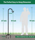 5 76 Inches 3/5 (1 Packs) Artibear Adjustable Outdoor Shepherd Hook Stand with Prong Base, Tall in Thick, Shiny Black