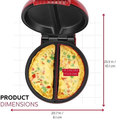 Holstein Housewares Non-Stick Omelet & Frittata Maker, Stainless Steel for 2 Portions, Red