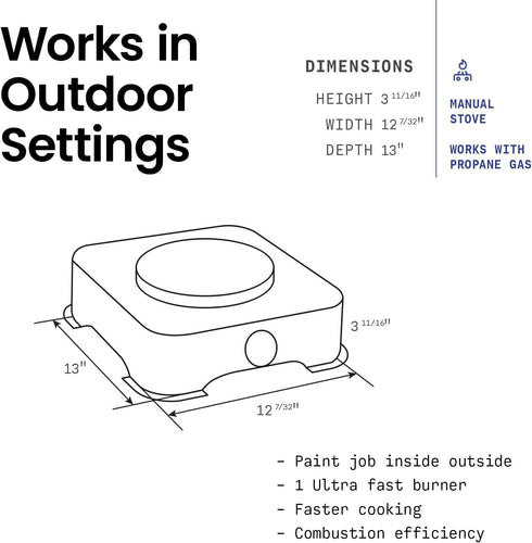 ABBA 12" Single Burner Propane Camping Stove, Portable with Enamel Burner, Easy to Clean (Green)