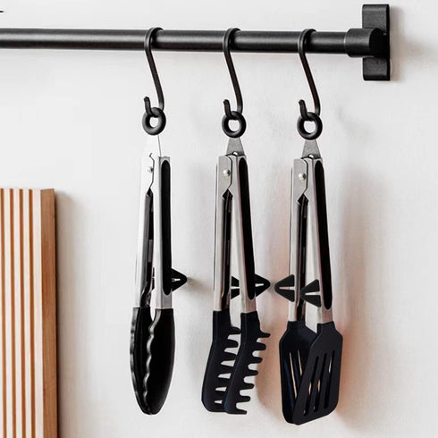 Kitchen Tongs, 9 Inch Silicone Tips Tongs for Cooking, Mini Serving Tongs for Nonstick Pans, BBQ, Set of 3, Black