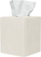 Tissue Box Cover, Cute Beige Linen Fabric Decorative Square Holder for Bathroom Vanity, Office, Nightstand