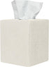 Tissue Box Cover, Cute Beige Linen Fabric Decorative Square Holder for Bathroom Vanity, Office, Nightstand