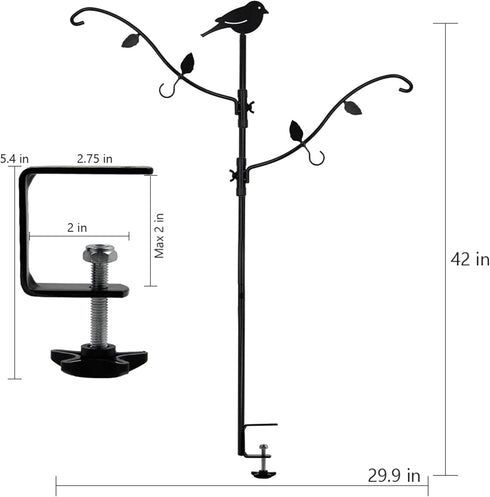 yosager Deck Pole Bird Feeding Station Kit, Multi Hook Bird Feeder Hanging Kit with Adjustable Branches