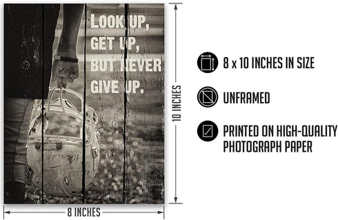 Look Up, Get Up, But Never Give Up - Football Wall Art Decor Print - Unframed Artwork on Photograph Paper
