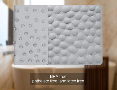 OTHWAY Non-Slip Bathtub Mat, Soft Rubber Bathroom Bathmat with Strong Suction Cups (Grey)