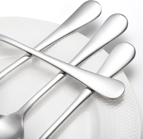 Suwimut 30 Pieces Stainless Steel Dinner Spoons Set, 8 Inch Large Silverware for Home, Kitchen, Restaurant