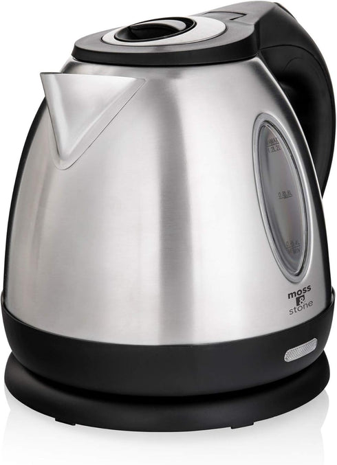 Moss & Stone 1.2L Stainless Steel Electric Kettle, Cordless 1500w Fast Boiling Pot with Auto Shut-Off