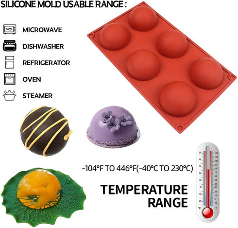 Silicone Mould Set of 3 for Hot Chocolate Bomb Dome Mousse Dessert Cake Decorating Tool Baking