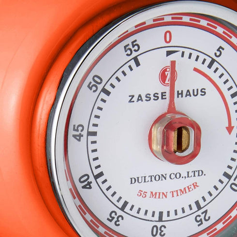 Zassenhaus Magnetic Retro Kitchen Timer, Classic Mechanical Cooking Timer, 2.75-Inch, Orange