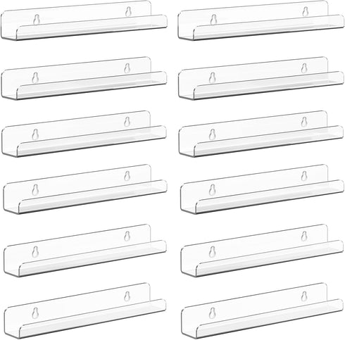 Meaocer Vinyl Record Shelf Wall Mount, 12 Pack 12 inch Clear Acrylic Album