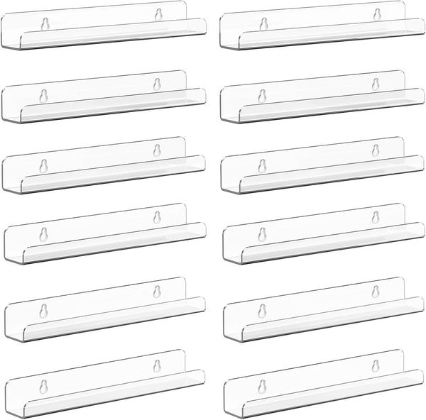Meaocer Vinyl Record Shelf Wall Mount, 12 Pack 12 inch Clear Acrylic Album