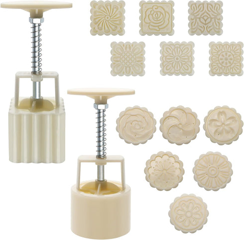 Luxiv Moon Cake Mould, 12 PCS Pattern Hand-Pressure Mooncake Molds for Mid-Autumn DIY Pastry Tool (75g)