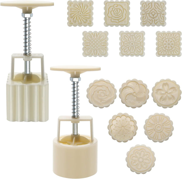 Luxiv Moon Cake Mould, 12 PCS Pattern Hand-Pressure Mooncake Molds for Mid-Autumn DIY Pastry Tool (75g)