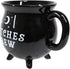 Ebros 14oz Wicca Sacred Crescent Moon Cauldron Mug, Black Coffee Tea Drink Cup