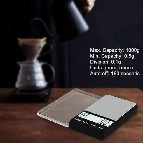 MAXUS Espresso Scale with Timer - 1000g/0.1g Drip Coffee Scale, Handy Barista Scale with Backlit LCD for Fast Reading