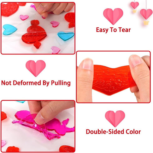 XIMISHOP 6pcs Valentine's Day Gel Window Clings: Stickers for Valentine's Day Window Decorations